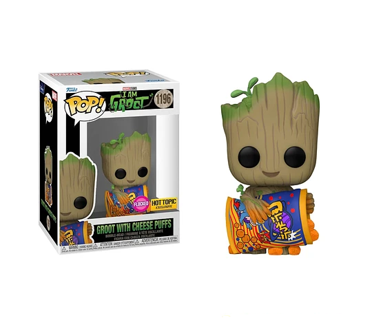 FUNKO POP! MARVEL: I AM GROOT- GROOT WITH CHEESE PUFFS (FLOCKED) (HOT ...